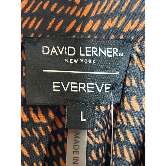 David Lerner x Evereve NEW Bombay Stripe Tunic Brown Orange Pattern V Neck Large - Picture 6 of 10
